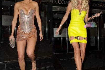 Ashley Roberts puts on a very daring display in a tiny gold mini skirt as she leaves 2025 Metro Pride Awards with Christine McGuinness and Tulisa
