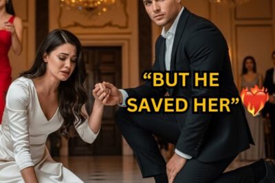 The music throbbed through the golden chandeliers of the ballroom, echoing against marble walls, while laughter spilled like champagne across the crowded party floor. For most, the night glittered with luxury and promise, but for her, it was the night her heart broke into pieces. She stood by the velvet curtains, her trembling fingers clutching a glass of water she hadn’t touched.