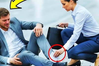 Rain poured relentlessly that Monday morning, turning the city streets into silver mirrors. Emma clutched her old umbrella and hurried toward the bus stop, her shoes splashing through shallow puddles. She was already 10 minutes late and her stomach churned at the thought of her boss’s glare. A single mom with rent due and a 7year-old waiting at daycare. She couldn’t afford another warning. Then she saw him. A man lying near the sidewalk, half-conscious, his briefcase tossed aside, papers scattered and soaked by the rain. Cars sped past. No one stopped. Emma froze for a heartbeat. She looked at her watch. She’d be late, maybe fired. But then she looked again at the man, clutching his chest, whispering for help. She dropped her umbrella.