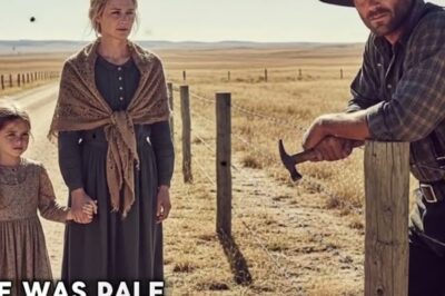 The dust road shimmerred under the midday sun, heat rising in wavering ribbons that blurred earth and sky. A small girl, no more than six, stepped forward on trembling legs, clutching her mother’s hand with all the courage she could muster. She lifted her chin toward the lone figure at the fence line, his hat shadowing eyes that seemed carved from the stone of the land.