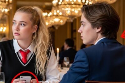 The chandeliers in the Grand View Hotel’s ballroom cast golden light across white tablecloths and Crystal World glasses, creating an atmosphere of refined elegance that 17-year-old Emma Rodriguez had only ever seen from the service corridors. Tonight, however, she sat at one of those pristine tables, her phone clutched in her hand, her heart hammering with a mixture of embarrassment and defiance.