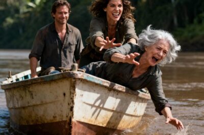 “Time to meet the crocodiles,” my daughter-in-law whispered as she shoved me into the dark water. I looked up, desperate, and saw my only son smile as I sank. They planned my murder to steal my $2 billion empire. They never expected me to be waiting for them on the couch.