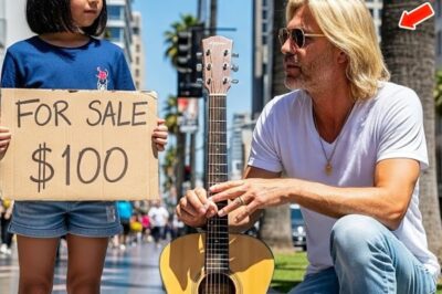 The California sun was brutal that afternoon, reflecting off the silver stars embedded in the sidewalk of Hollywood Boulevard. Tourists laughed. Camera shutters clicked. Street performers sang for coins. But among the noise and glitter, a small girl stood quietly holding a piece of cardboard that read in shaky letters.